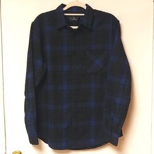 Emiqude Flannel Plaid Dress shirt Blue & Black